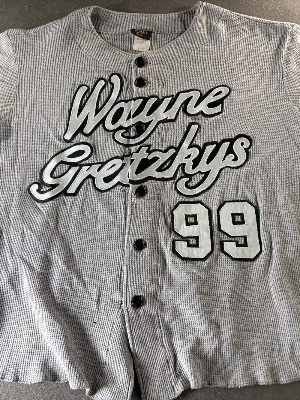 Wayne Gretzky #99 Baseball Style Thermal Jersey Shirt XL Gray